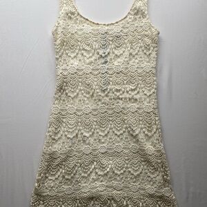 Bershka Cream Crochet Mini Dress - personally bought in Madrid Spain!